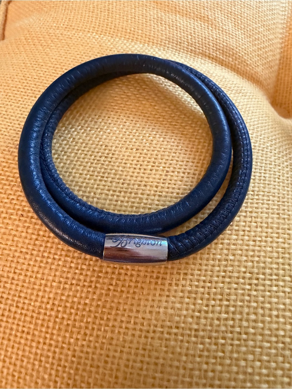 Brighton Woodstock Black Double Wrap Leather Bracelet